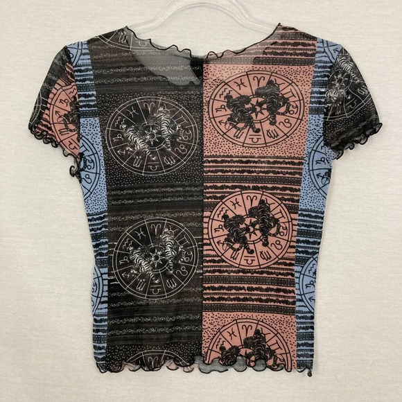 Urban Outfitters Astrology Zodia Boho Print Mesh Crop Top Small - Picture 10 of 11